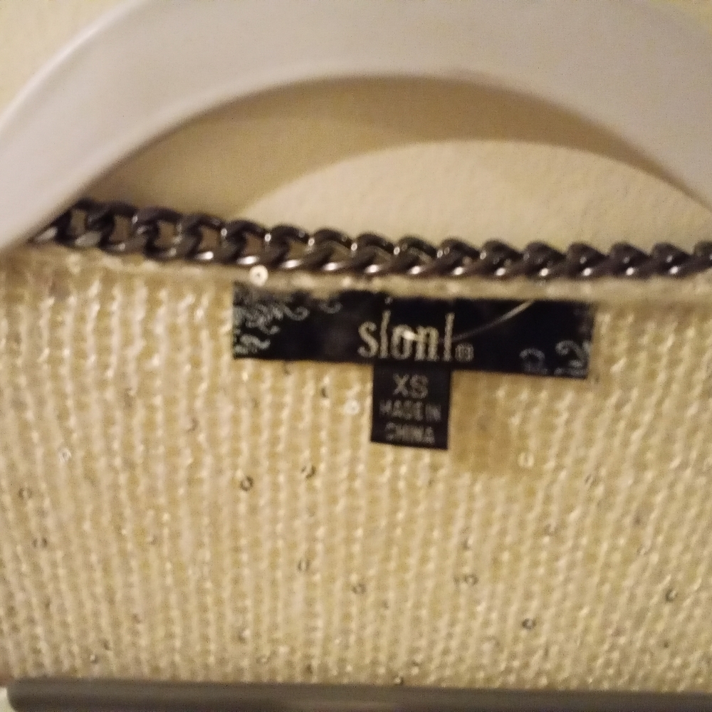 DONATING 6/30/22 Sioni xs  creme sequin and metallic cardigan - Picture 7 of 7